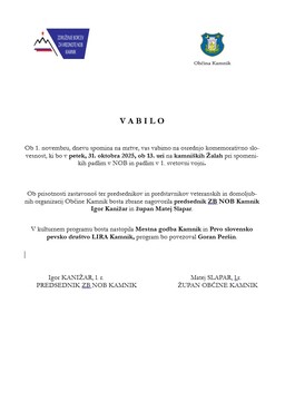 Osrednja komemorativna slovesnost ob dnevu spomina na mrtve