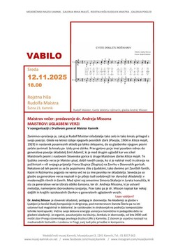 Maistrov večer: predavanje dr. Andreja Missona: Maistrovi uglasbeni verzi