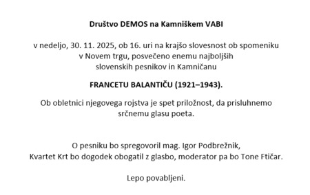 Slovesnost ob spomeniku Franceta Balantiča