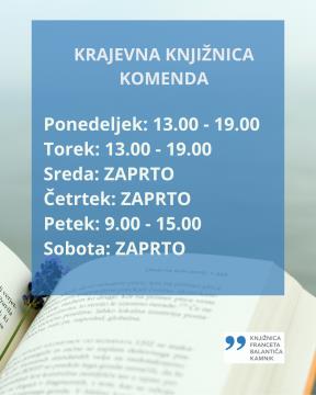 Poletni urnik Knjižnice Franceta Balantiča Kamnik (2)