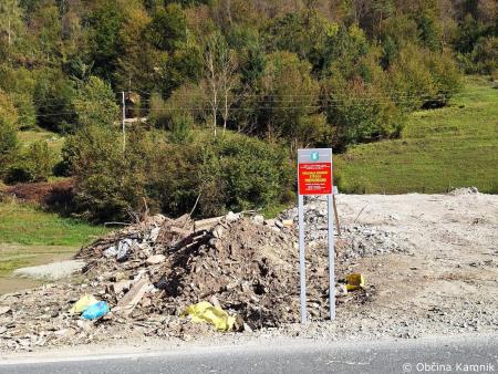 Opozorilo o upoštevanju navodil, da zbirna mesta za odpadke niso več vzpostavljena