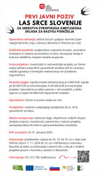 1. javni poziv za izbor projektov za uresničevanje ciljev in ukrepov Strategije lokalnega razvoja za LAS Srce 